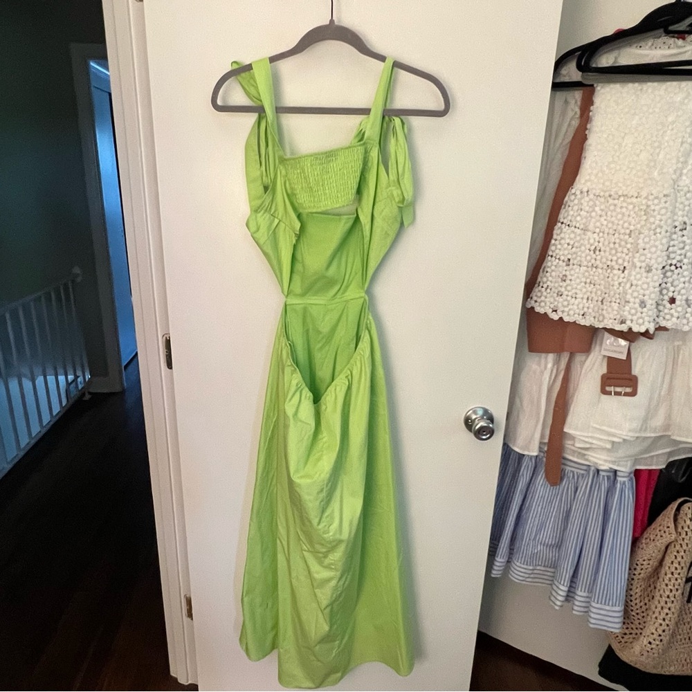 Lime Green Cut Out Midi Dress - Picture 6 of 10
